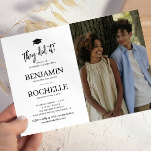 Simple Photo Joint Graduation Invitation