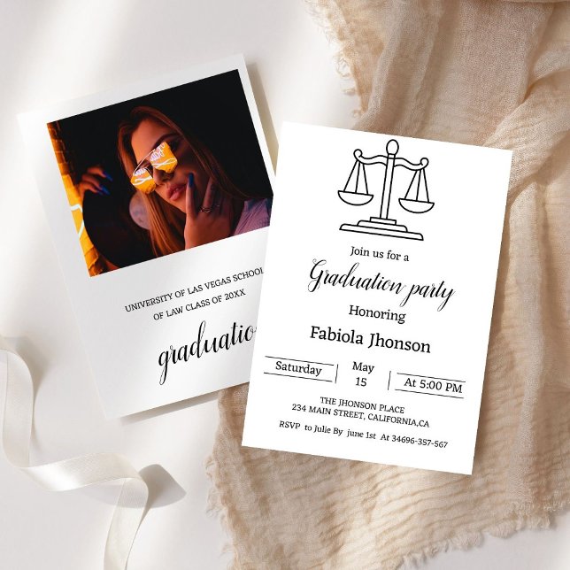 Simple photo law p university graduation party  announcement (Creator Uploaded)
