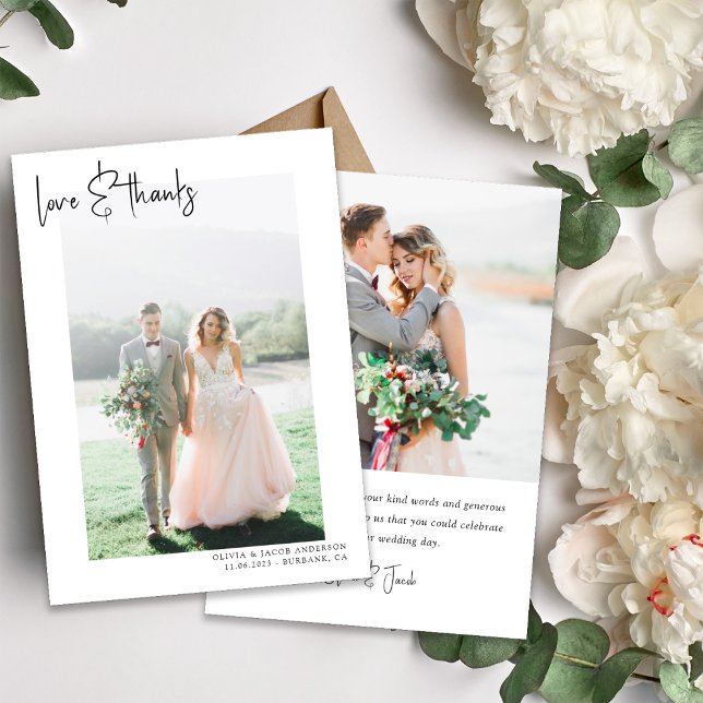 Simple Photo Love Thanks Wedding Thank You Card (Creator Uploaded)