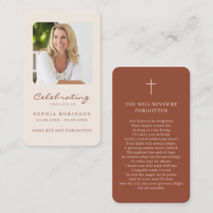 Simple Photo Memorial Cream Terracotta Prayer Card