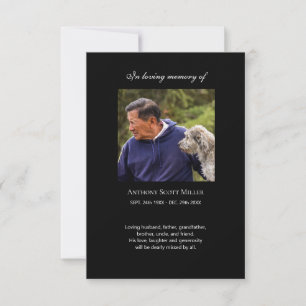 Simple photo memorial prayer card