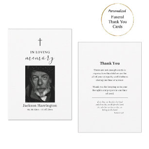 Simple Photo Memorial Roman Catholic Funeral Thank You Card