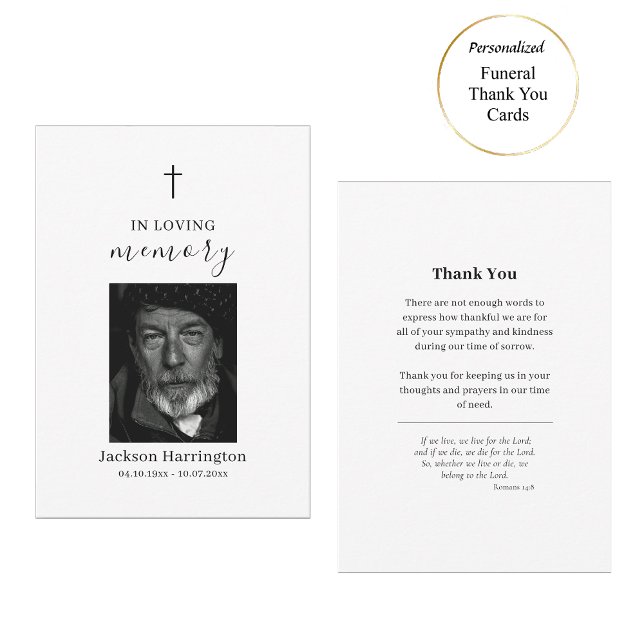 Simple Photo Memorial Roman Catholic Funeral Thank You Card (Creator Uploaded)