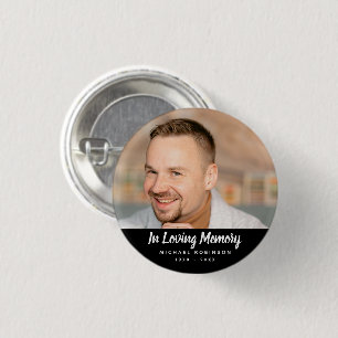Simple Photo Memorial Tribute Funeral Keepsake 3 Cm Round Badge