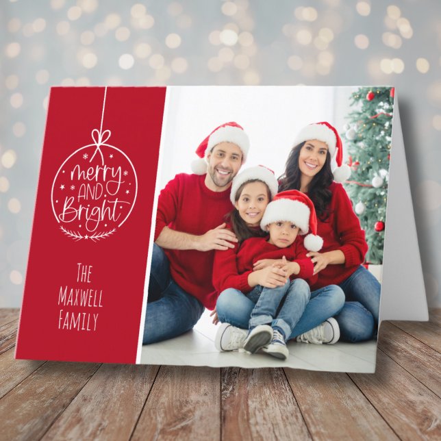 Simple Photo Merry Bright Christmas Holiday Card (Simple Photo Merry Bright Christmas Holiday Card)