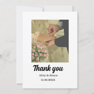 Simple photo minimal modern elegant wedding thank you card