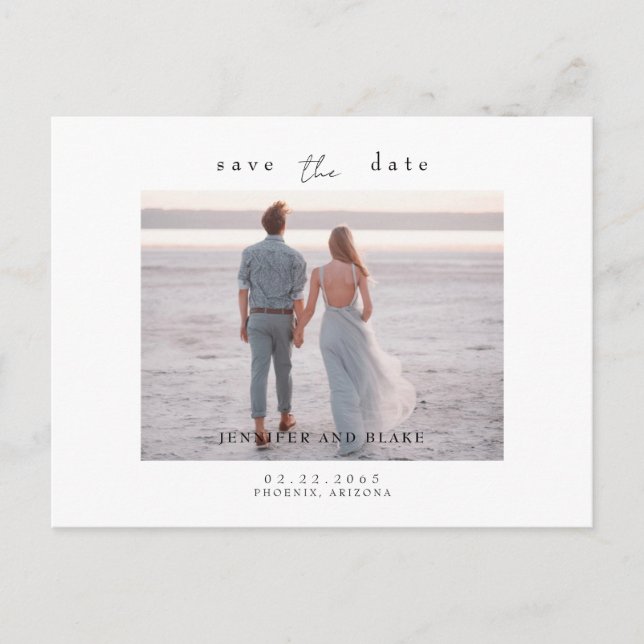 Simple Photo Minimalist Save the Date Postcard (Front)