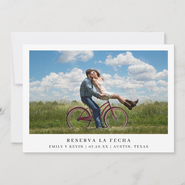 Simple Photo Minimalist Spanish Wedding Save The Date (Front)