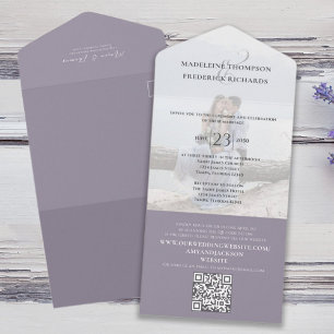 Simple Photo Minimalist Wisteria QR Code RSVP All In One Invitation