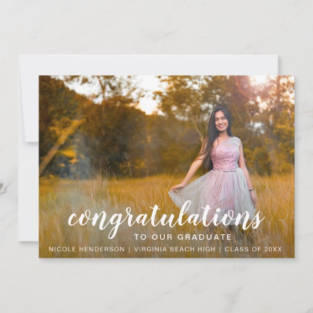Simple Photo Modern Elegant Graduation Invitation (Front)