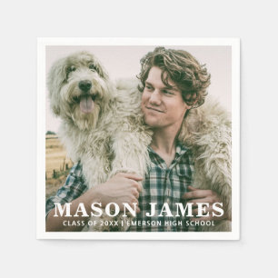 Simple Photo Modern Graduation Napkin