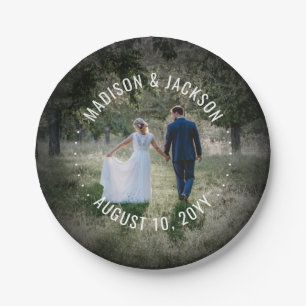 Simple Photo Modern Picture Chic Elegant Wedding Paper Plate