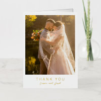 Simple Photo Modern Wedding Foil Thank You Card