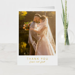 Simple Photo Modern Wedding Foil Thank You Card