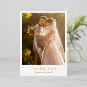 Simple Photo Modern Wedding Foil Thank You Card
