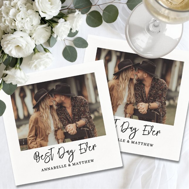 Simple Photo Modern Wedding Napkin (Simple Photo Modern Wedding Napkins)