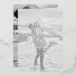 Simple Photo Modern Wedding Save The Date Silver<br><div class="desc">Contemporary silver foil wedding Save The Date featuring a simple and minimalist layout with your names in an elegant calligraphy script and your wedding details below in a modern format.  All details are over your photo with a faux vellum overlay.  The back has a second picture.</div>