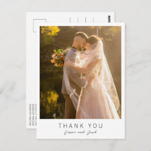 Simple Photo Modern Wedding Thank You Postcard