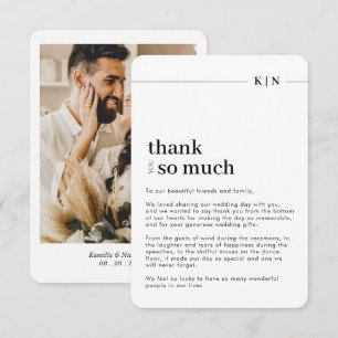 Simple Photo Monogram Rounded Wedding Thank You Card