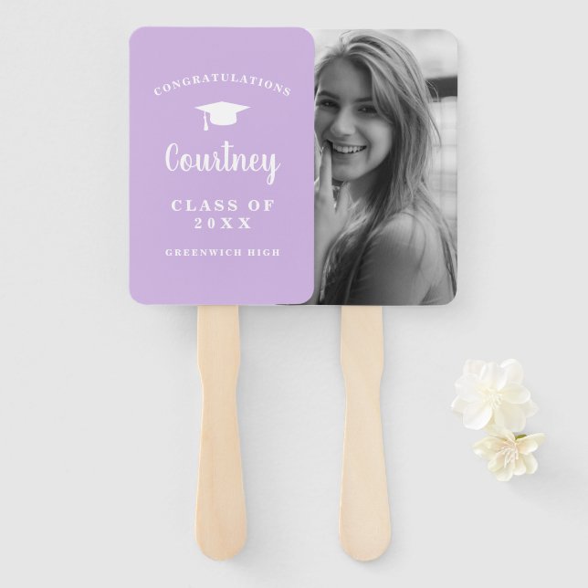Simple Photo Mortar Board Modern Graduation Hand Fan (Front and Back)