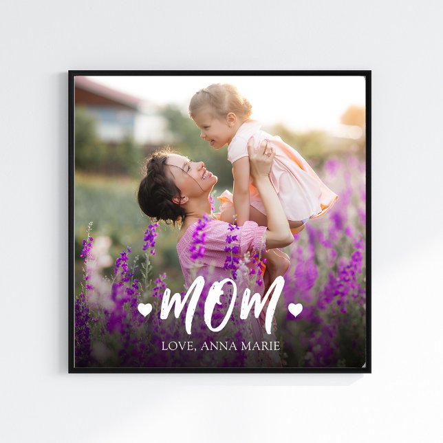 Simple Photo Mum Typography Personalised (Mom photo template personalized photo print.)