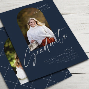 Simple Photo Navy Grey Announcement