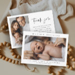 Simple Photo Newborn Baby Photo Birth Thank You Card<br><div class="desc">Simple Photo Newborn Baby Photo Birth Announcement thank you card with minimal typography and photo on the front. The back has a second photo and thank you message from the family. Click the edit/personalise button to customise this design.</div>