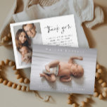 Simple Photo Newborn Baby Photo Birth Thank You Card<br><div class="desc">Simple Photo Newborn Baby Photo Birth Announcement thank you card with minimal typography and photo on the front. The back has a second photo and thank you message from the family. Click the edit/personalise button to customise this design.</div>