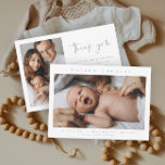 Simple Photo Newborn Baby Photo Birth Thank You Card<br><div class="desc">Simple Photo Newborn Baby Photo Birth Announcement thank you card with minimal typography and photo on the front. The back has a second photo and thank you message from the family. Click the edit/personalise button to customise this design.</div>