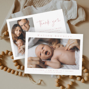 Simple Photo Newborn Baby Photo Birth Thank You Card
