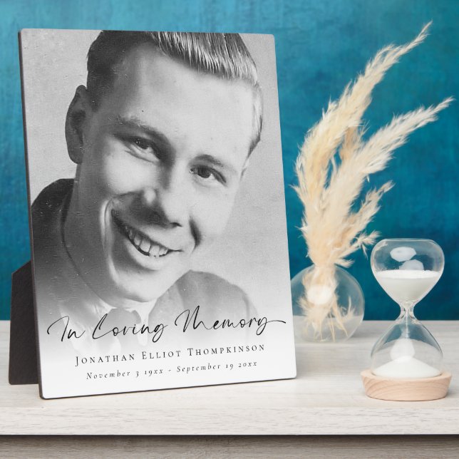 Simple Photo Overlay In Loving Memory Name Dates P Plaque (Side)