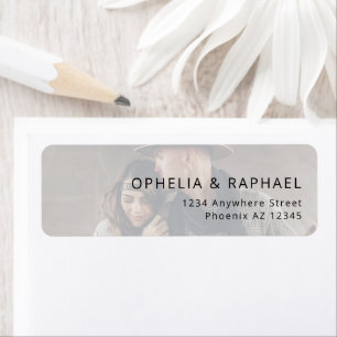 Simple Photo Overlay Names Return Address Wedding  Label