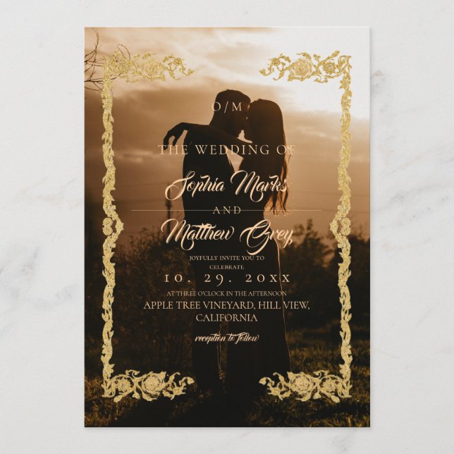 Simple Photo Overlay Wedding Invitation (Front)