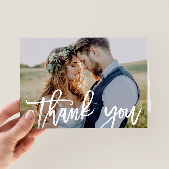 Simple Photo Overlay Wedding Thank You Note Card (Creator Uploaded)