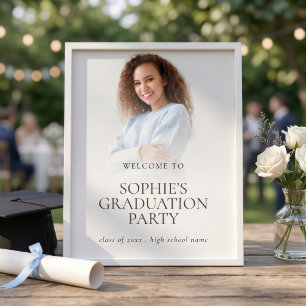 Simple Photo Overlay Welcome Graduation Party Poster
