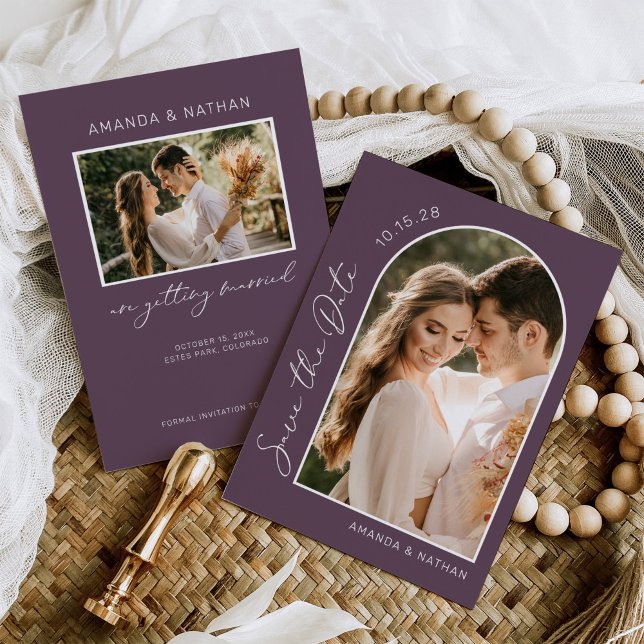 Simple Photo Purple Elegant Wedding  Save The Date (Creator Uploaded)