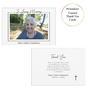 Simple Photo Roman Catholic Memorial  Thank You Card