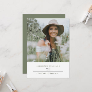Simple Photo Sage Contemporary Bridal Shower Invitation