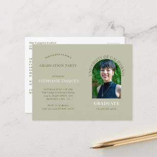 Simple Photo Sage Graduation Party Invitation Postcard