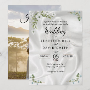 Simple Photo, Satin background Wedding Invitation