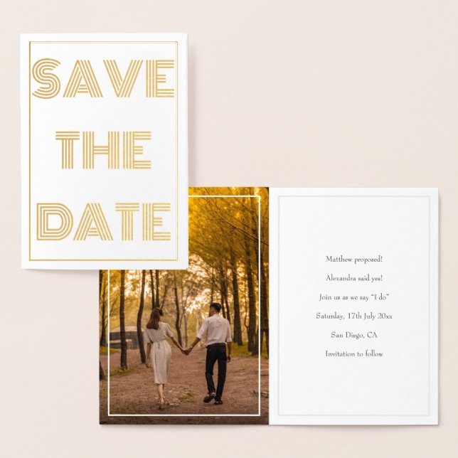 Simple Photo Save The Date Foil Card (Display)