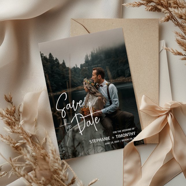 Simple Photo Save The Date QR Code Wedding  Invitation (Simplify your RSVP with our QR code save-the-date, adding an unforgettable touch to your special day)