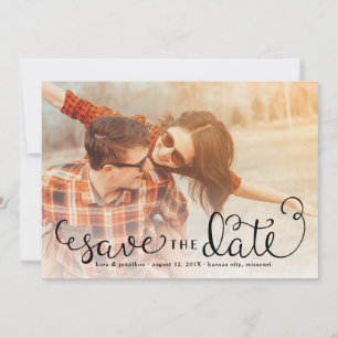 Simple Photo Save the Dates, Hand Lettered Script Date