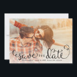 Simple Photo Save the Dates, Hand Lettered Script Save The Date<br><div class="desc">These simple photo save the dates feature charming hand-lettered calligraphy script. Overlaid on your photo with a white fade at the bottom (you can remove this if you don't need it via Zazzle's customise/personalise tool). A cute polka dot background finishes off the design!</div>