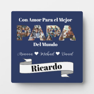 Simple Photo Script Best Dad Ever Spanish Plaque