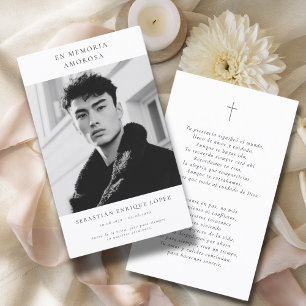Simple Photo Spanish Prayer Cards for Funerals