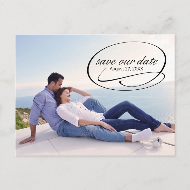 Simple Photo Swashes - Save the Date Post Card (Front)