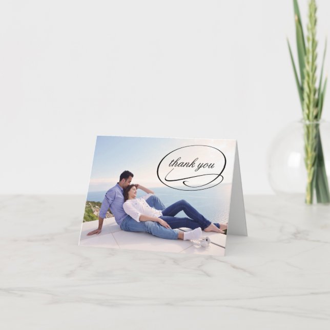Simple Photo Swashes - Thank You Note Card (Front)