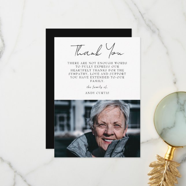 Simple Photo Sympathy Calligraphy Thank You (Front/Back In Situ)