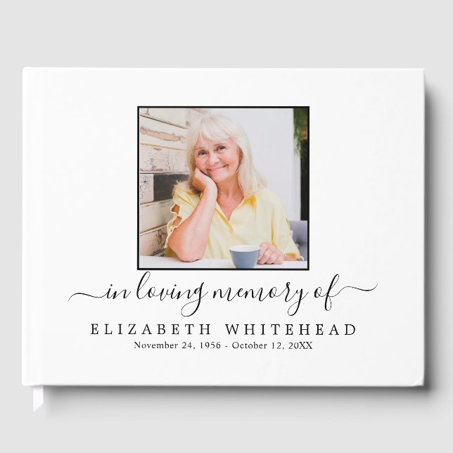 Simple Photo Sympathy Funeral Guest Book (Front)